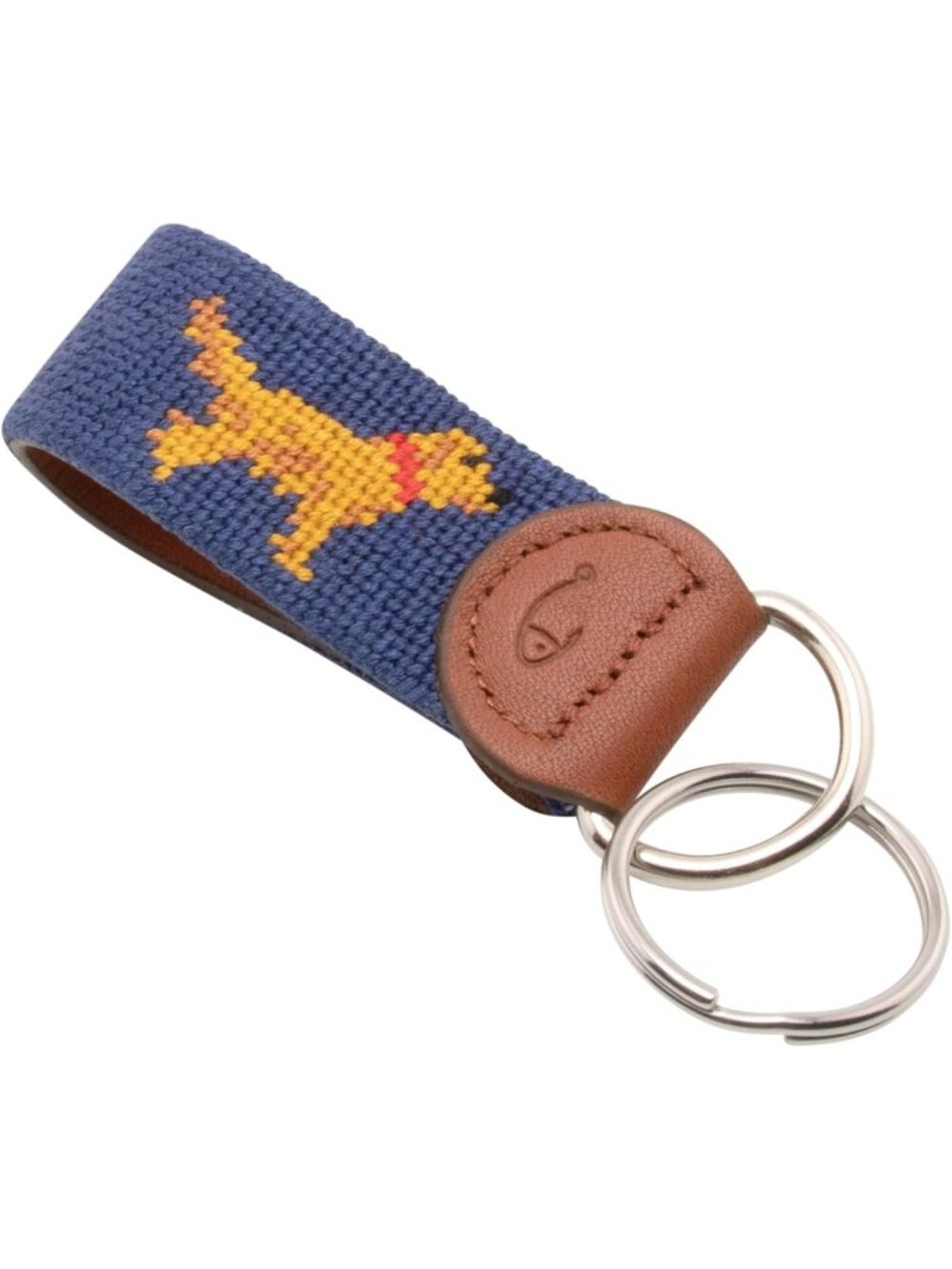 Hand-Stitched Leather Needlepoint Key Fob | Unique Key Chain Accessory - Picture 2 of 9